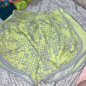 yellow and gray polka dot nike shorts, size small